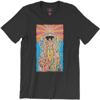 BlackLightweight Vintage Style T-Shirt (Large) - Jimi Hendrix Experience Axis Bold As Love LP Cover Artwork