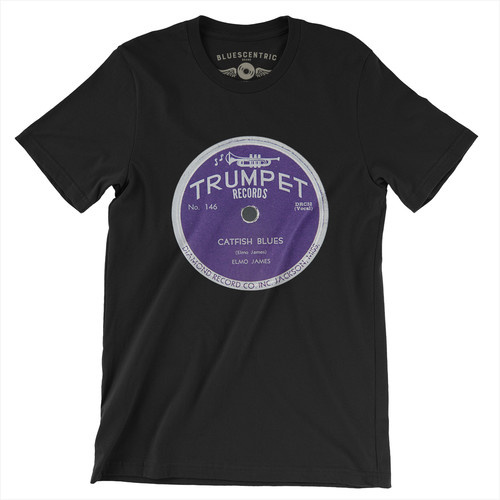 Trumpet Records Catfish Blues Black Lightweight Vintage Style T-Shirt (Medium)